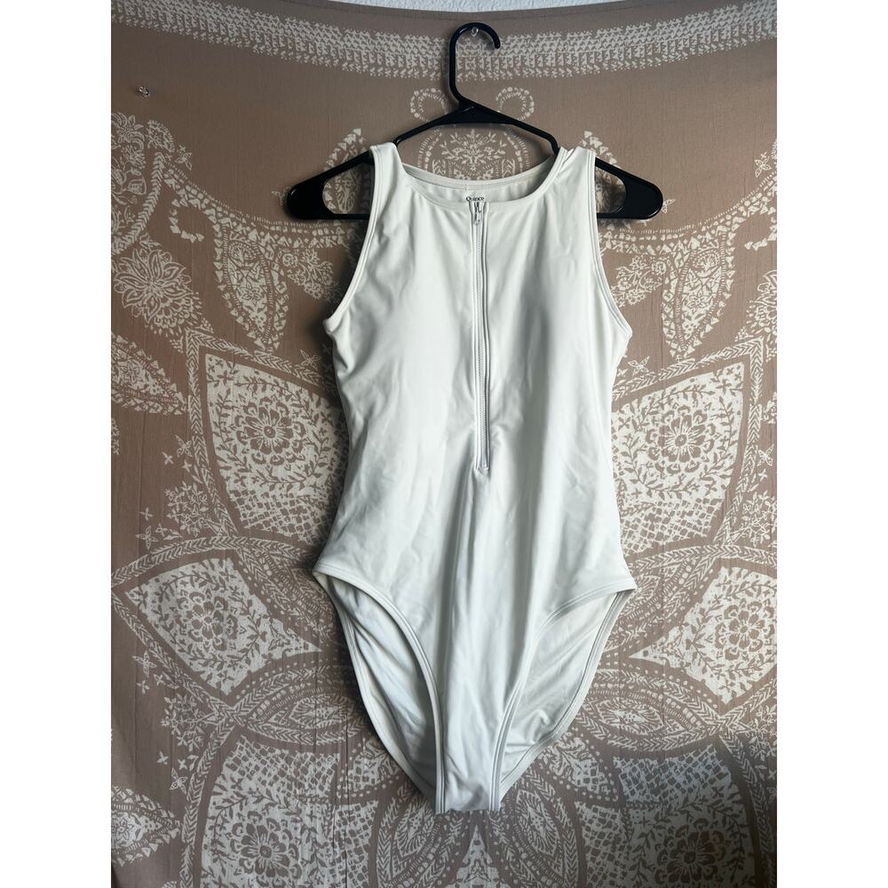 Quince Italian Zip-Front One-Piece Swimsuit in Cream